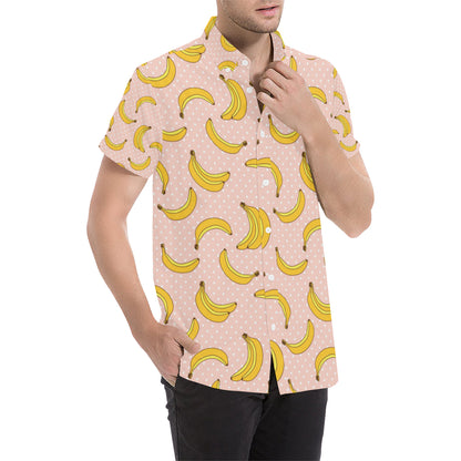 Banana Pattern Print Design BA06 Men's Short Sleeve Button Up Shirt