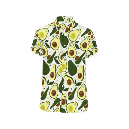 Avocado Pattern Print Design AC06 Men's Short Sleeve Button Up Shirt