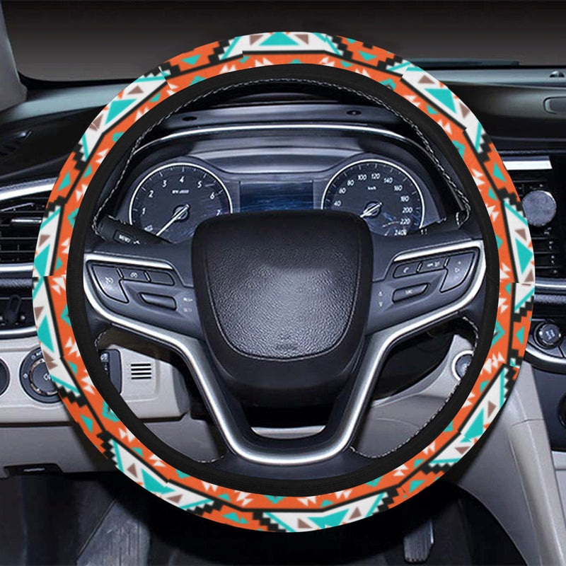 Navajo Style Print Pattern Steering Wheel Cover with Elastic Edge
