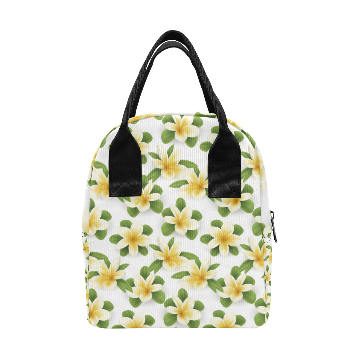 Yellow Plumeria Pattern Print Design PM012 Insulated Lunch Bag