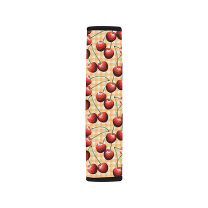 Cherry Orange Plaid Print Car Seat Belt Cover