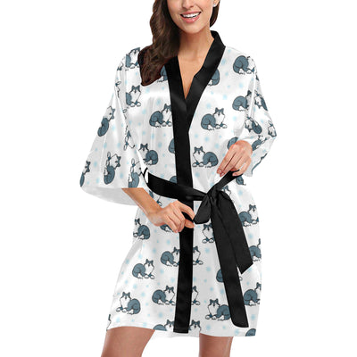 Alaskan Malamute Pattern Print Design 03 Women's Short Kimono