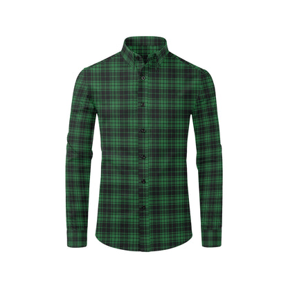 Green Tartan Plaid Pattern Men's Long Sleeve Shirt