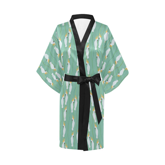 Cockatoo Pattern Print Design 01 Women's Short Kimono