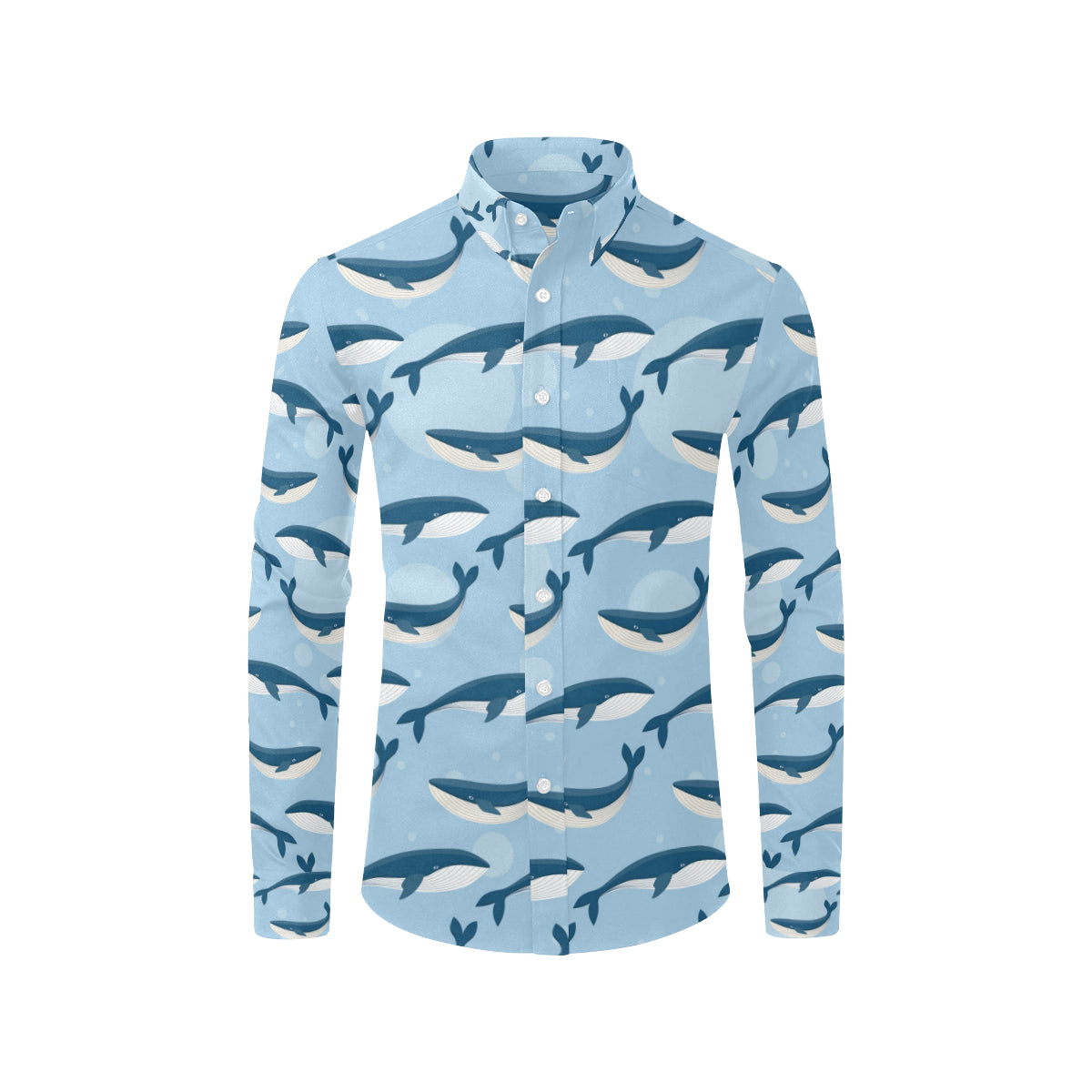 Blue Whale Pattern Print Design 02 Men's Long Sleeve Shirt
