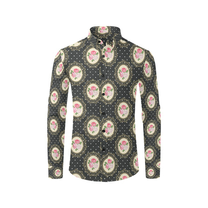 Rose Pattern Print Design RO015 Men's Long Sleeve Shirt