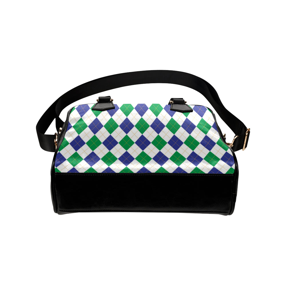 Argyle Green Blue Pattern Print Design 03 Shoulder Handbag