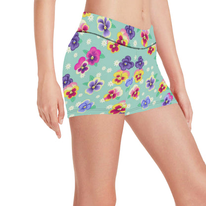 Pansy Pattern Print Design PS08 Yoga Shorts