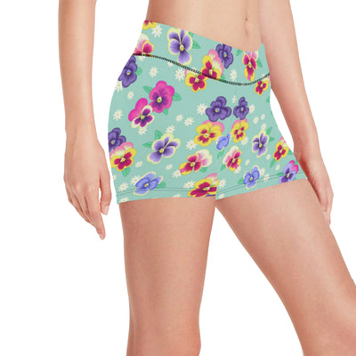 Pansy Pattern Print Design PS08 Yoga Shorts