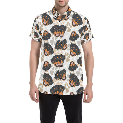 Rottweiler Pattern Print Design A03 Men's Short Sleeve Button Up Shirt