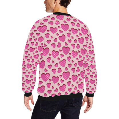Heart Pink Pattern Print Design HE06 Men Long Sleeve Sweatshirt