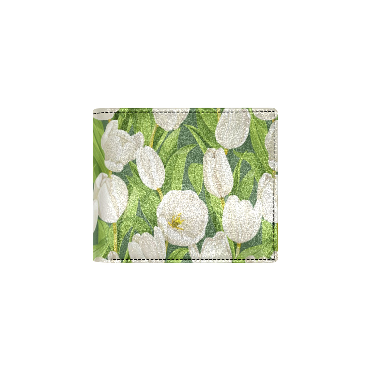 Tulip White Pattern Print Design TP05 Men's ID Card Wallet