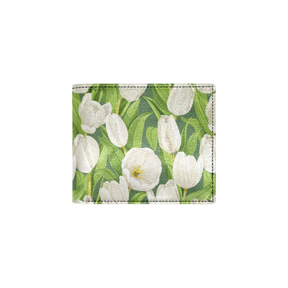 Tulip White Pattern Print Design TP05 Men's ID Card Wallet