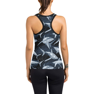 Shark Print Pattern Women's Racerback Tank Top