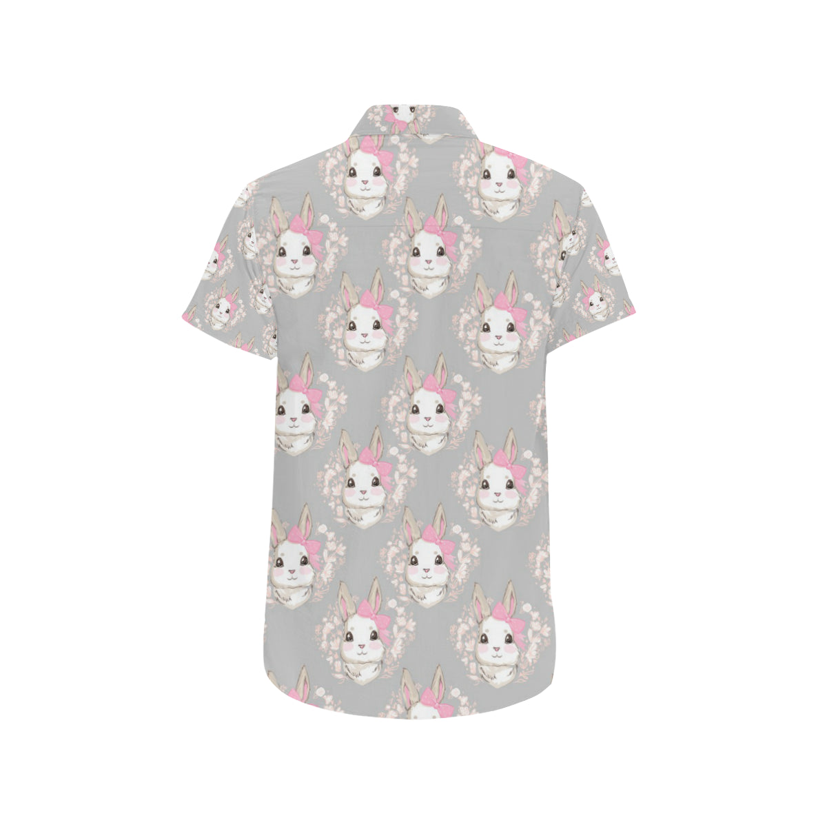 Rabbit Pattern Print Design RB07 Men's Short Sleeve Button Up Shirt