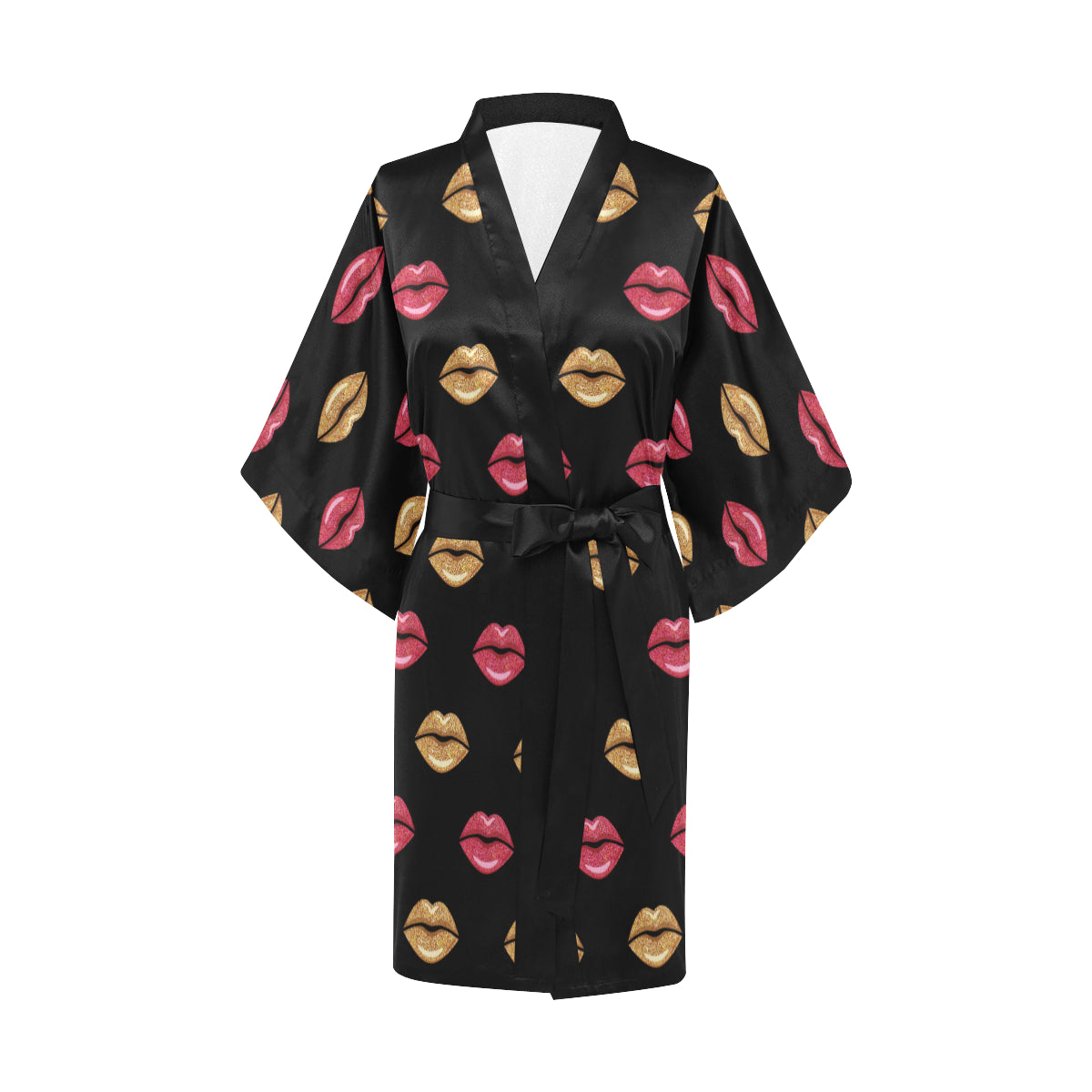 Lip Pattern Print Design 03 Women's Short Kimono