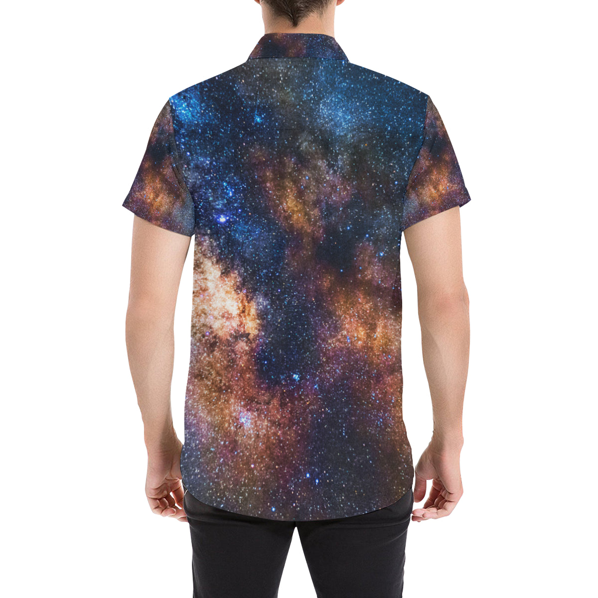 Celestial Milky way Galaxy Men's Short Sleeve Button Up Shirt