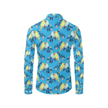 Lovebird Pattern Print Design 03 Men's Long Sleeve Shirt