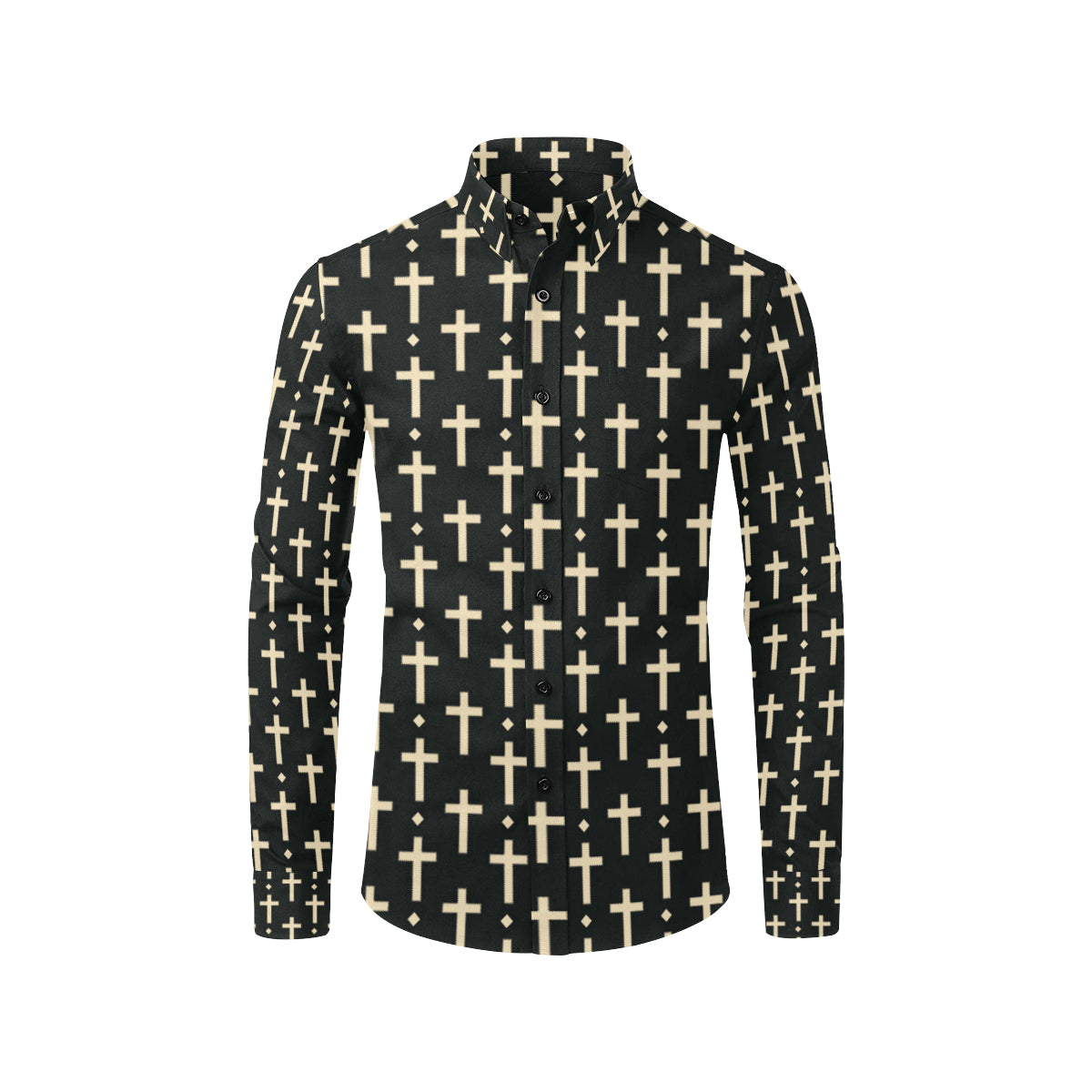 Cross Pattern Print Design 03 Men's Long Sleeve Shirt
