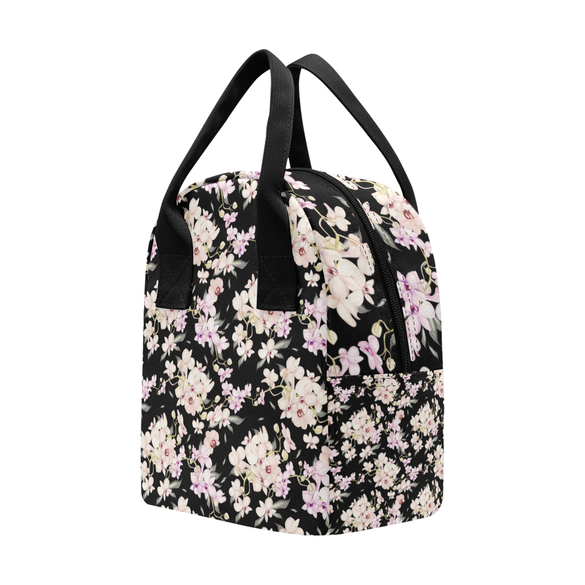 Orchid White Pattern Print Design OR03 Insulated Lunch Bag