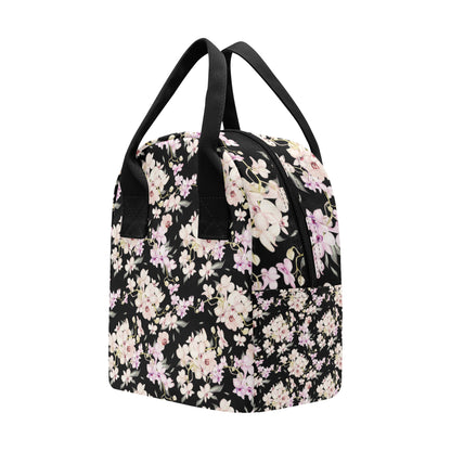 Orchid White Pattern Print Design OR03 Insulated Lunch Bag