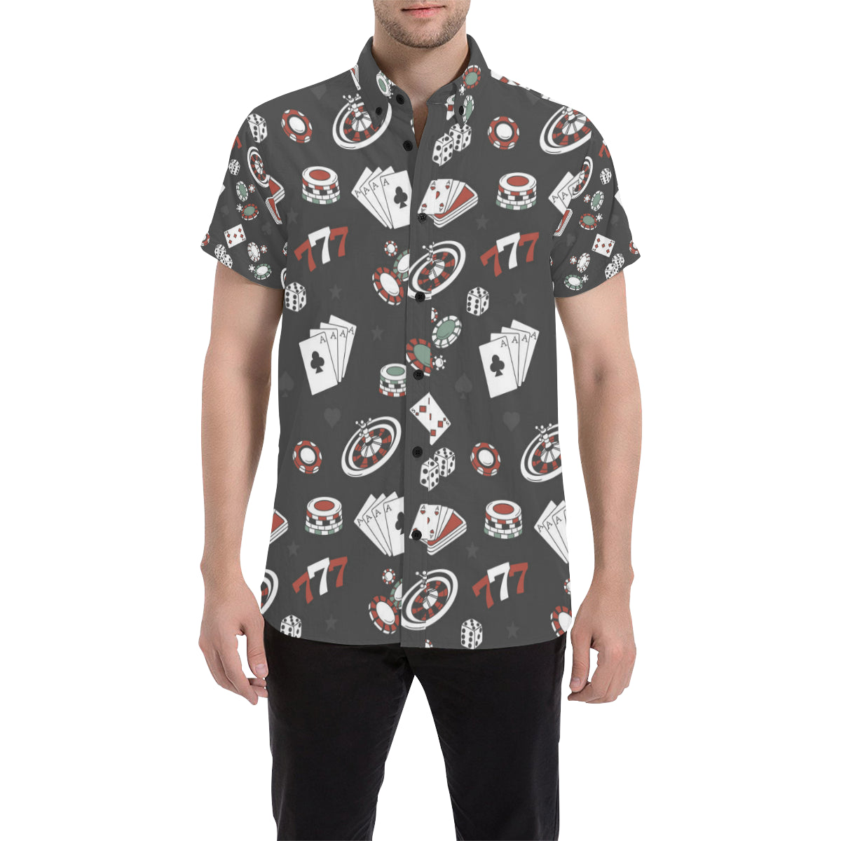 Casino Pattern Print Design 02 Men's Short Sleeve Button Up Shirt