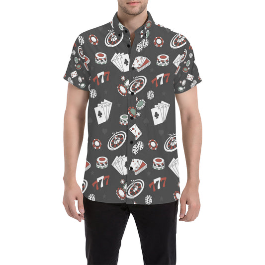 Casino Pattern Print Design 02 Men's Short Sleeve Button Up Shirt
