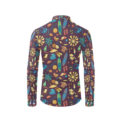Aloha Hawaii Pattern Print Design 01 Men's Long Sleeve Shirt