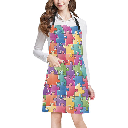 Puzzle Pattern Print Design A05 Apron with Pocket