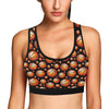 Basketball Black Background Pattern Sports Bra