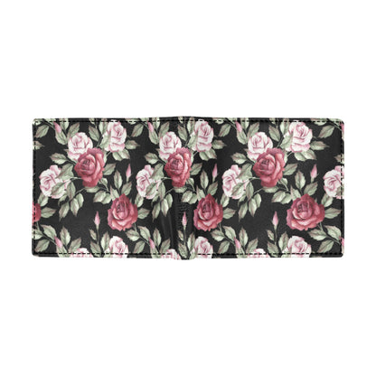 Rose Red Pink Pattern Print Design RO03 Men's ID Card Wallet