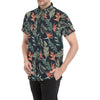 Bird Of Paradise Pattern Print Design BOP02 Men's Short Sleeve Button Up Shirt