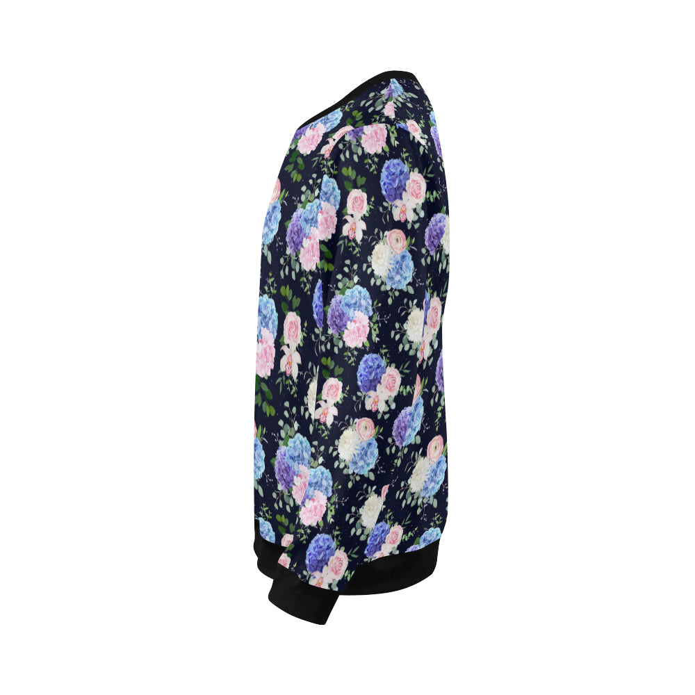 Hydrangea Pattern Print Design HD01 Men Long Sleeve Sweatshirt