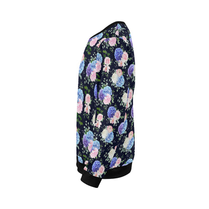 Hydrangea Pattern Print Design HD01 Men Long Sleeve Sweatshirt