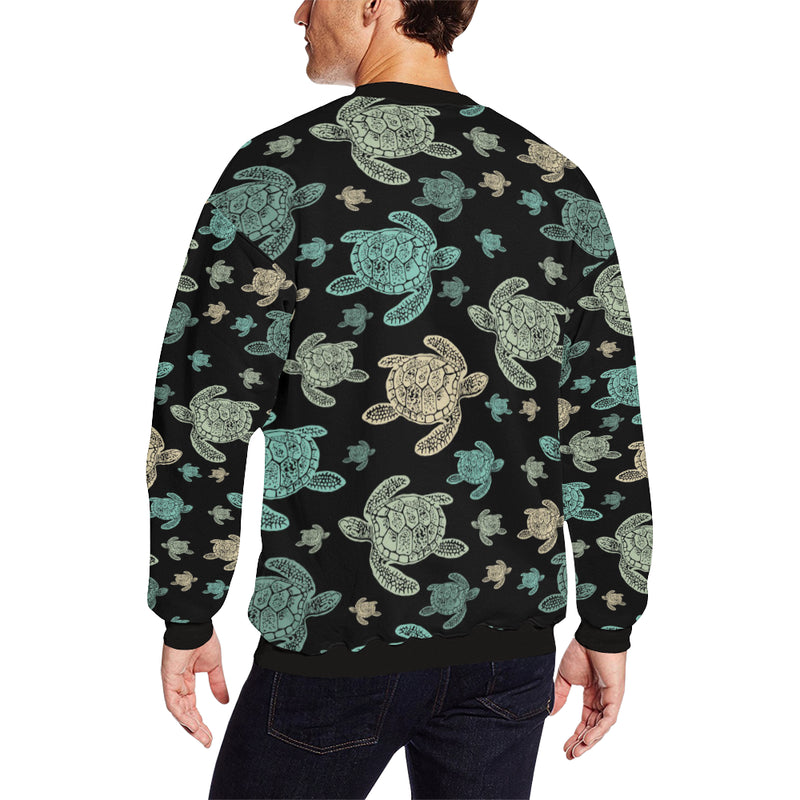 Sea Turtle Stamp Pattern Men Long Sleeve Sweatshirt