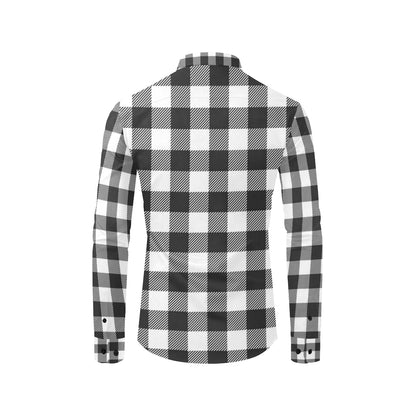 Buffalo check Black white Pattern Print Design 04 Men's Long Sleeve Shirt