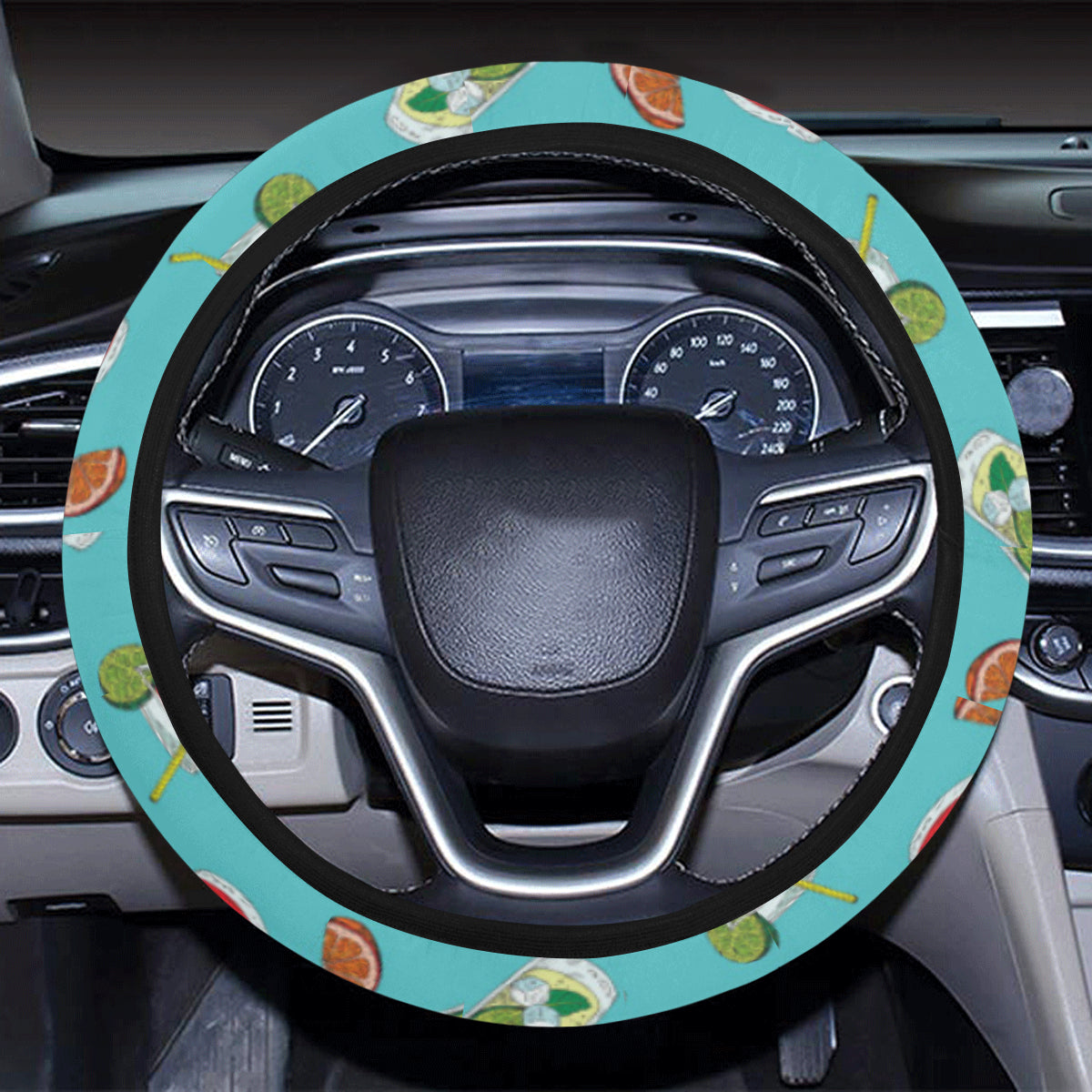 Cocktail Pattern Print Design 05 Steering Wheel Cover with Elastic Edge