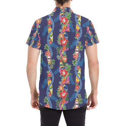 Hawaiian Themed Pattern Print Design H04 Men's Short Sleeve Button Up Shirt