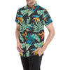 Tropical Palm Leaves Hawaiian Flower Men's Short Sleeve Button Up Shirt