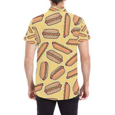 Hot Dog Pattern Print Design 01 Men's Short Sleeve Button Up Shirt