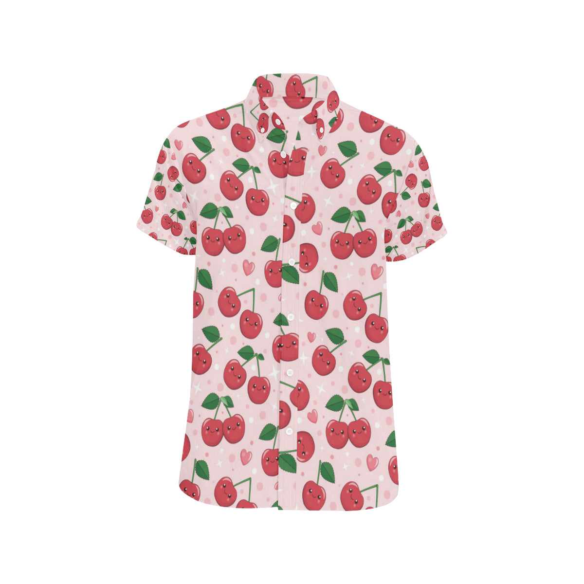 Cherry Pattern Print Design CH02 Men's Short Sleeve Button Up Shirt