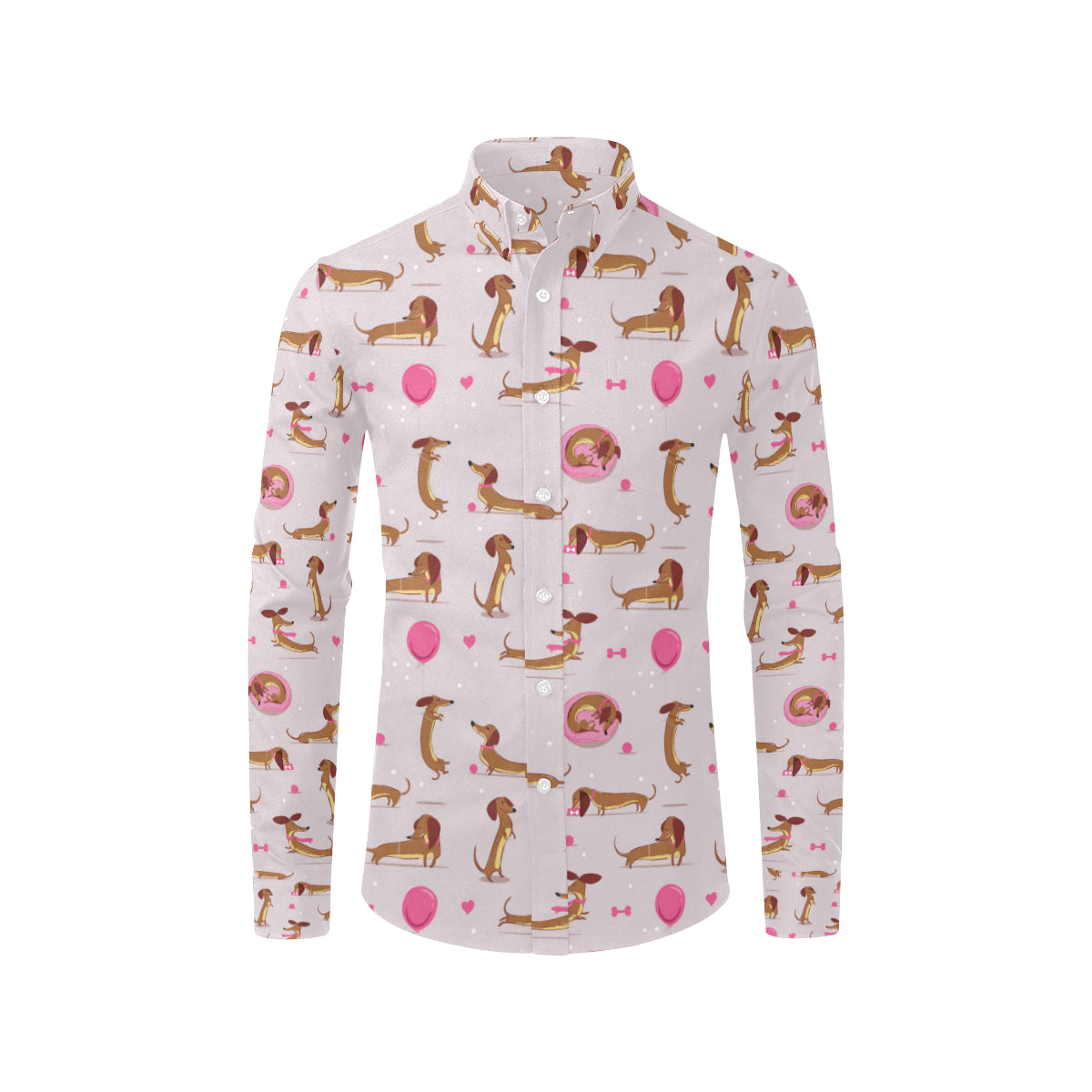 Dachshund Pattern Print Design 10 Men's Long Sleeve Shirt