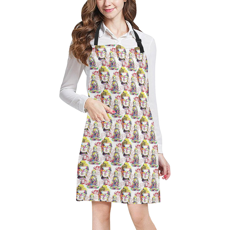 Buddha Pattern Print Design 06 Apron with Pocket