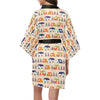 Camper Tent Pattern Print Design 03 Women's Short Kimono