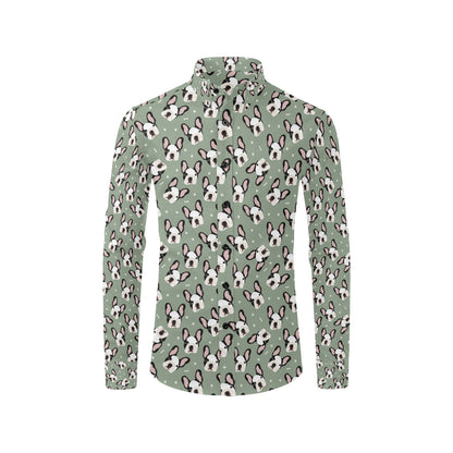 Boston Terrier Pattern Print Design 05 Men's Long Sleeve Shirt