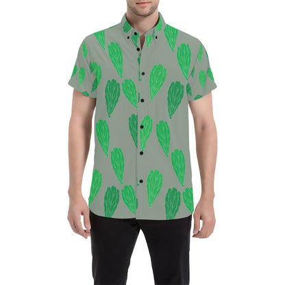 Lettuce Pattern Print Design 02 Men's Short Sleeve Button Up Shirt