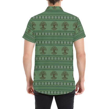 Celtic Pattern Print Design 09 Men's Short Sleeve Button Up Shirt