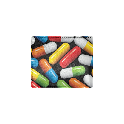 Pill Pattern Print Design A02 Men's ID Card Wallet