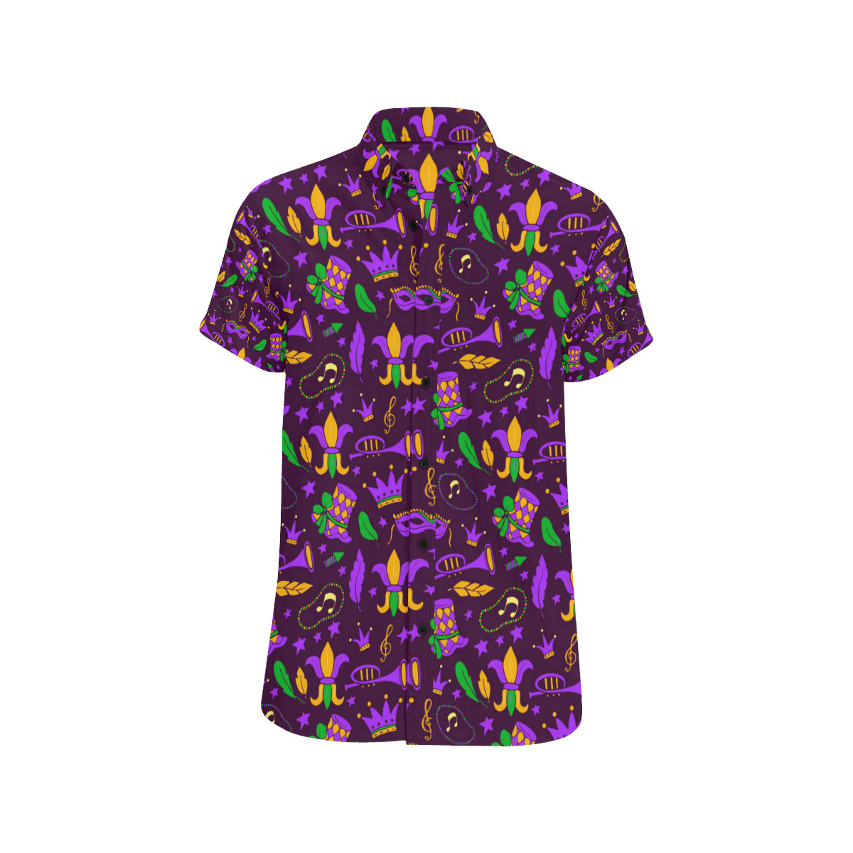 Mardi Gras Pattern Print Design 08 Men's Short Sleeve Button Up Shirt