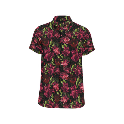 Iris Pattern Print Design IR03 Men's Short Sleeve Button Up Shirt